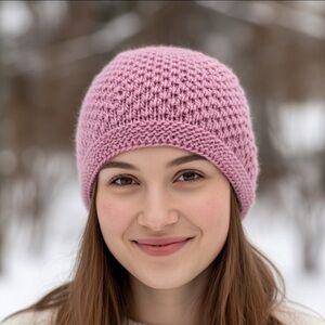 Cozy Pink Knit Beanie-Made in Peru